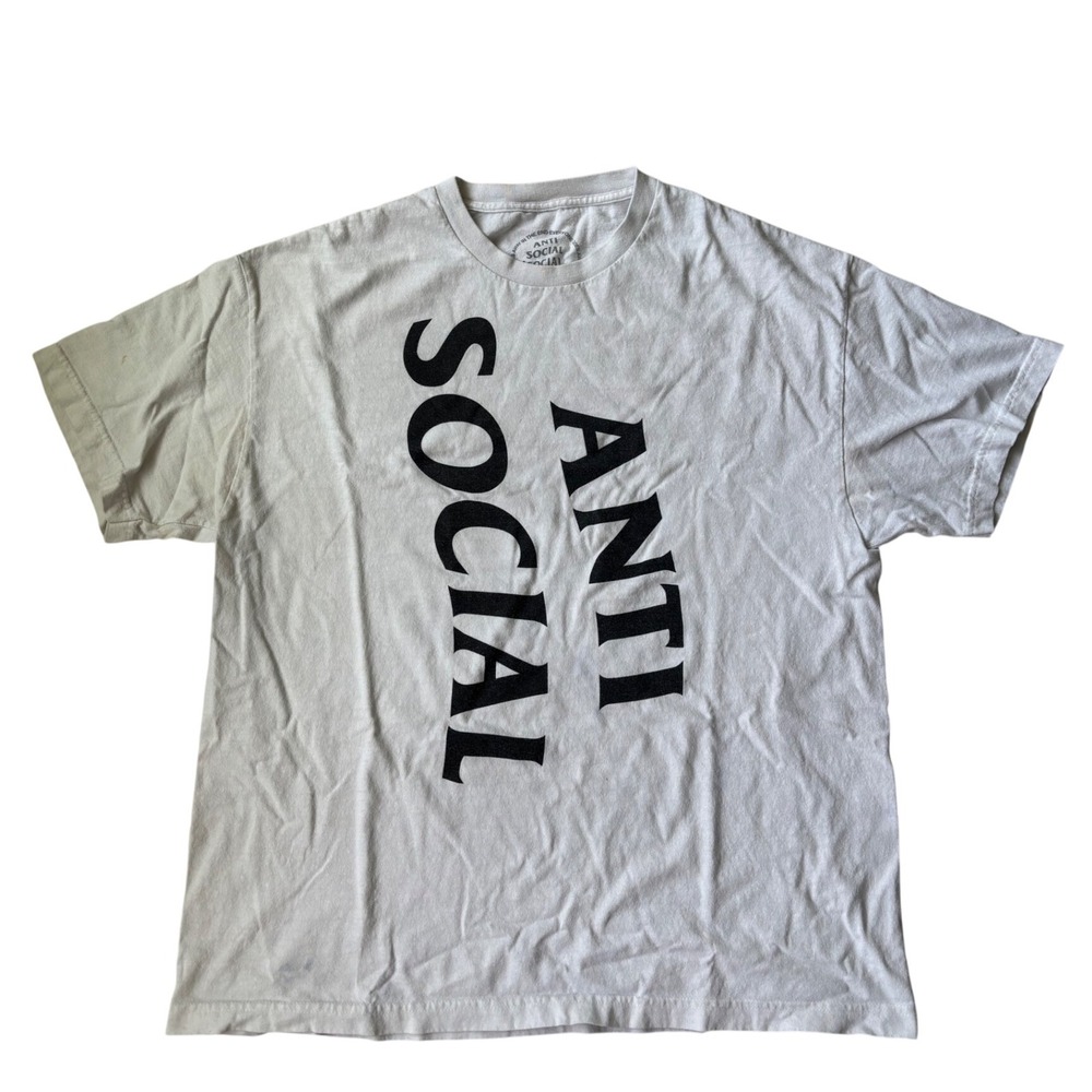 Anti Social Social Club Vertical Logo Graphic White Mens XL Streetwear Cotton